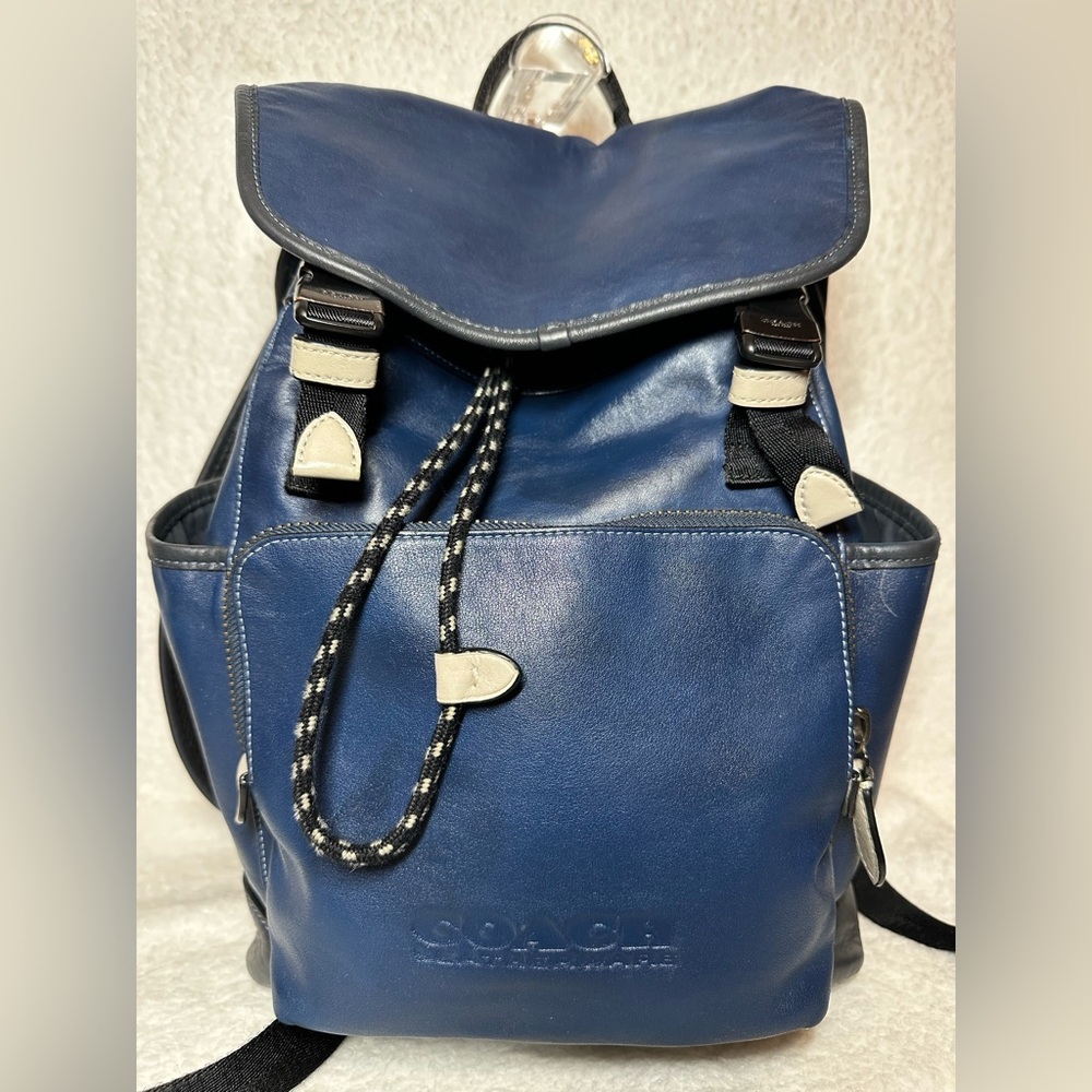 Coach Navy Leather Men's Backpack